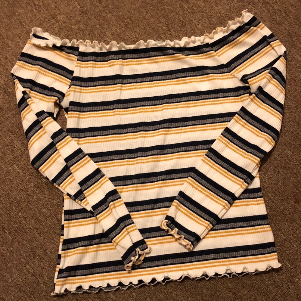 Striped off the shoulder top
